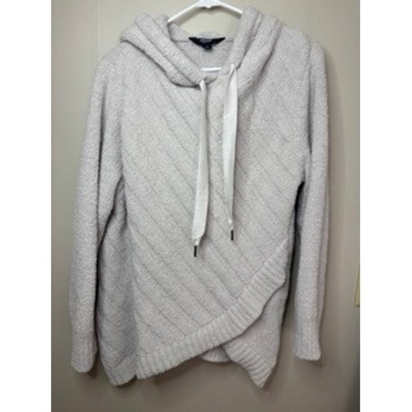 Simply Vera Vera Wang Sweaters - Simply Vera Vera Wang Womens XXL Gray Popcorn Knit Crossover Hem Hoodie Sweater